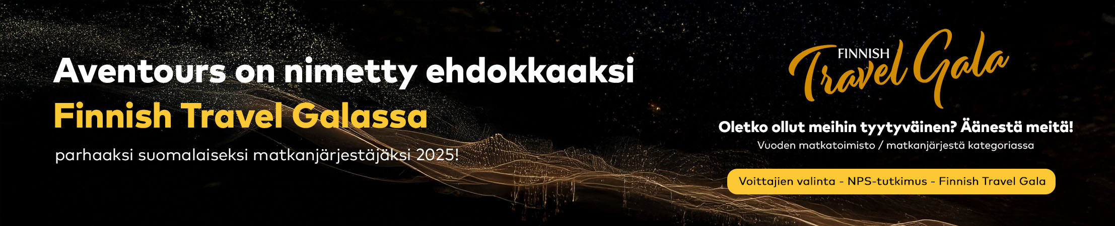 Aventours on nimetty ehdokkaaksi Finnish Travel Galassa parhaaksi suomalaiseksi matkanjärjestäjäksi 2025!