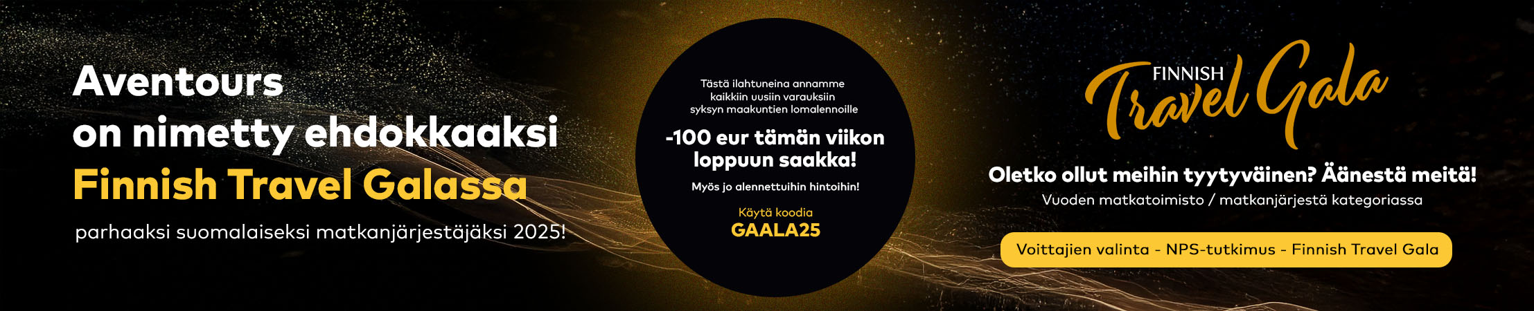 Aventours on nimetty ehdokkaaksi Finnish Travel Galassa parhaaksi suomalaiseksi matkanjärjestäjäksi 2025!