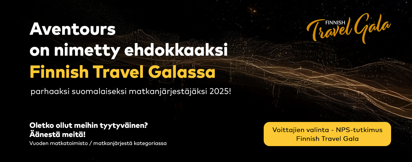 Aventours on nimetty ehdokkaaksi Finnish Travel Galassa parhaaksi suomalaiseksi matkanjärjestäjäksi 2025!
