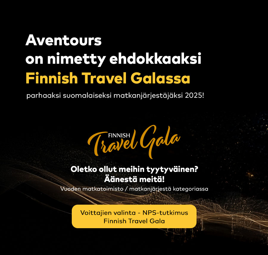 Aventours on nimetty ehdokkaaksi Finnish Travel Galassa parhaaksi suomalaiseksi matkanjärjestäjäksi 2025!